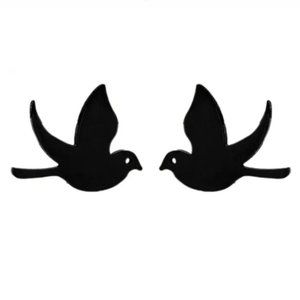 Black Stainless Steel Hypoallergenic bird Earrings Tiny Size 14 mm